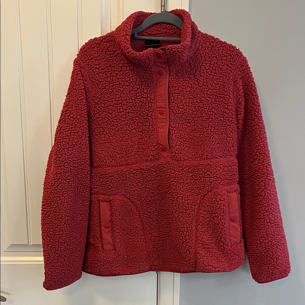 Cozy Pink/Red Sherpa Pullover L